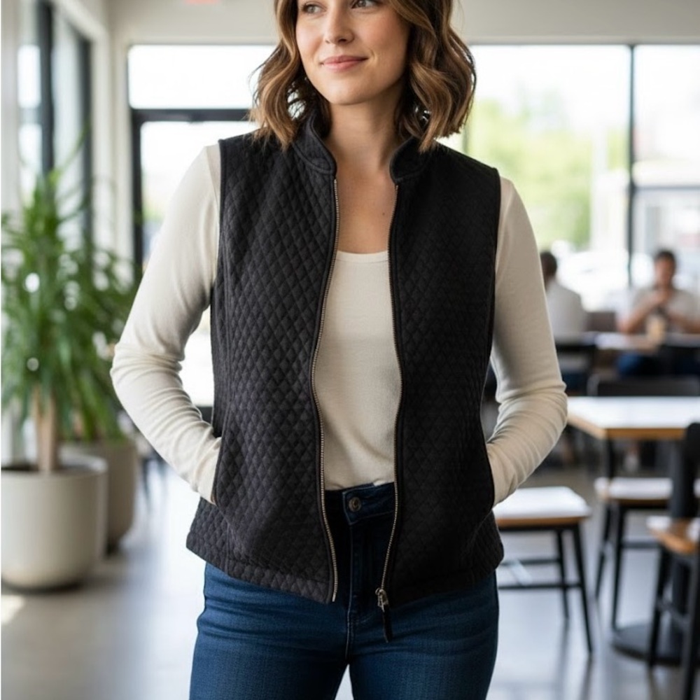 J. Jill Black Quilted Vest for Women